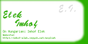 elek imhof business card